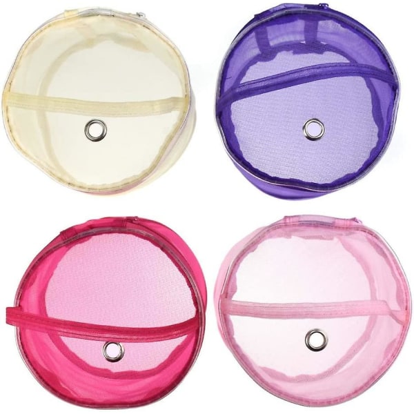 Bærbar Organizer Strikkeværktøj Garn Etui Mesh Taske Hæklegarn Opbevaring Tote Kurve Pink S 14X13cm