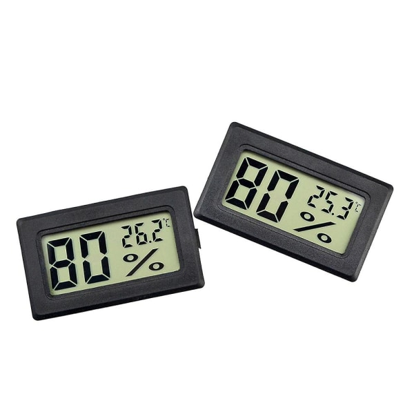 1 stk. Mini Digital LCD Termometer Hygrometer, Digital Termometer Hygrometer Indikator til Køkken Kontor Hjem Fugtere Inkubatorer Krybdyr (Sort)
