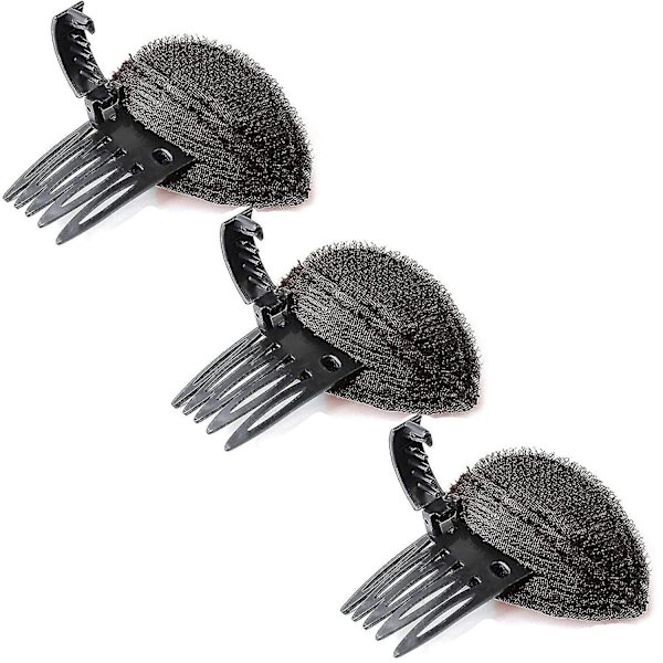 Perfekt Puff Hårhuvudkudde, Osynlig Fluffig Hår Pad Sponge Clip, Bun Bump It Up Volym Hårbas Set(3st Brun)