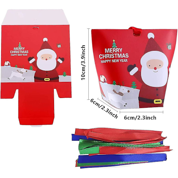 24 stk Julegodteriboks, dekorative julegaveesker, julegaveposer, kraftpose julegaveposer