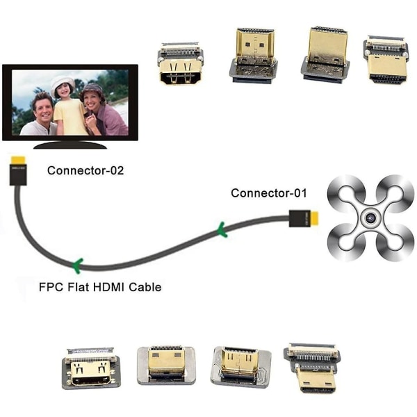 20/50/80 cm Længde Fpc Ribbon Flad Kabel 0,5 Mm Pitch Pin For HDMI HDTV Fpv Multicopter Luftfotografering (80 cm）