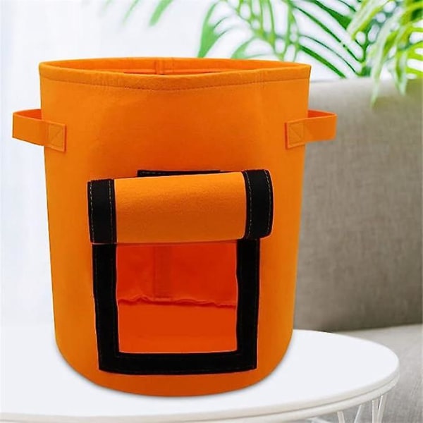 Kartoffeldyrkningspose - 35,7L - Åndbar - Non-woven - med åben flap og håndtag - Velegnet til dyrkning af kartofler, rødbeder, jordnødder (orange)