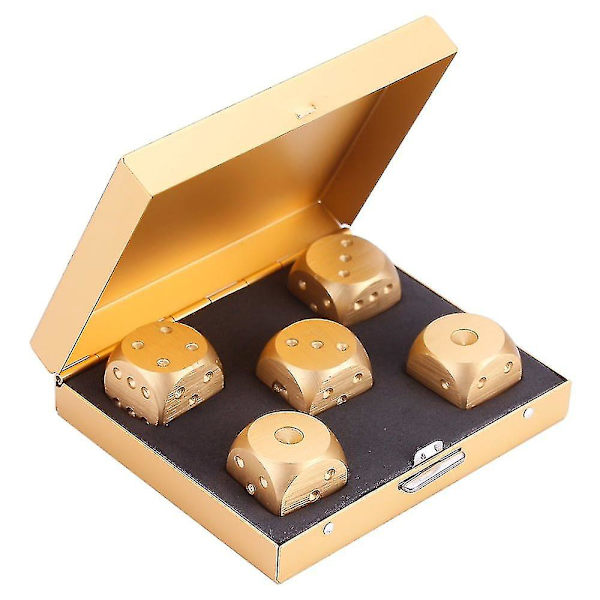 Exklusiv tärningssats med låda, guld, fyrkantig, 7,1 cm*6 cm*1,7 cm