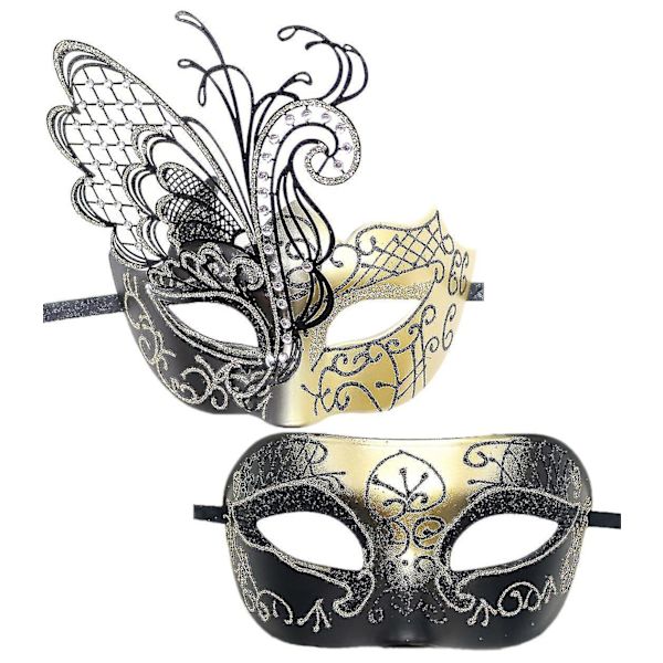 Masquerade-pari-naamiot, timanttijuhlanaamio, venetsialainen elegantti metallimaski