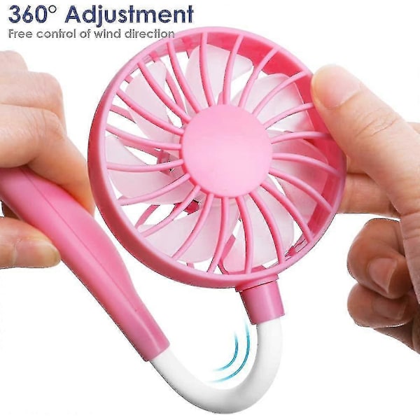 Usb Fläkt Portabel Handsfree Halsbandsfläkt Rosa, 3 Hastighetsinställningar 360 Justerbar Gåva C