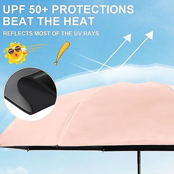 Sol og regn beskyttelse bærbar lomme UV paraply med UPF50+ beskyttelse, lille sammenklappelig 8 ribben med opbevaringsboks