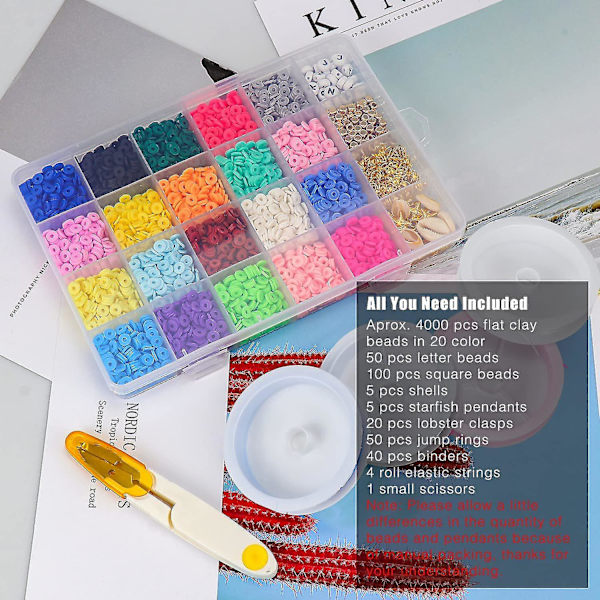 Opgraderede Lerperler Flade Heishi Perler 4285 Stk 20 Farver 6mm Runde Ler Afstandsperler