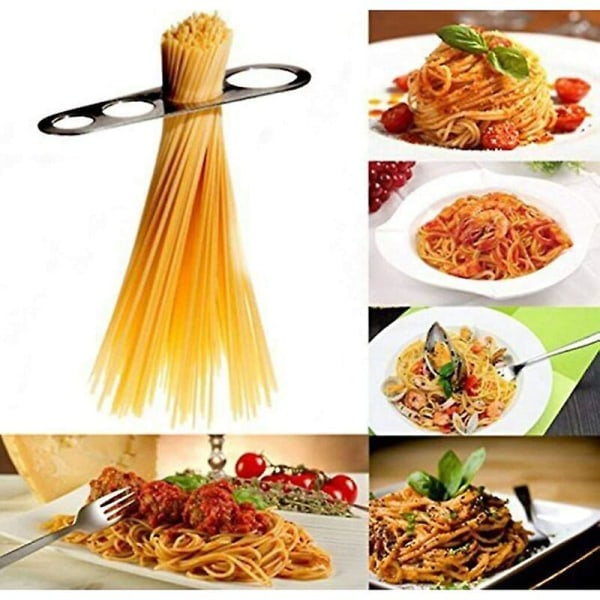 2 st rostfritt stål spaghettimätverktyg, spagettimått, praktiska nudelmåttsbegränsare, pastaportionskontrollprylar med 4 hål, kit