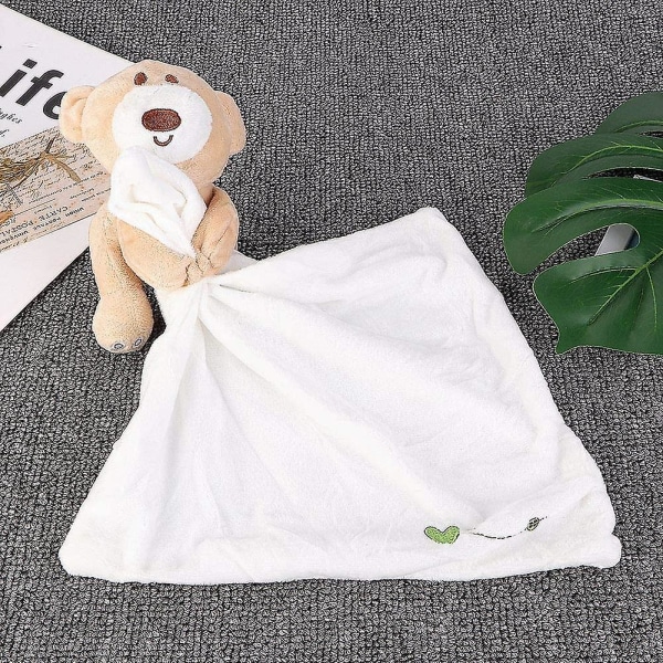 Baby Toy Bear Lommetørkle Plysj Trøye Dukke Leketøy Beroligende håndkle Beroligende håndkle soveteppe til babygave jente og gutt 0-36 måneder (hvit)