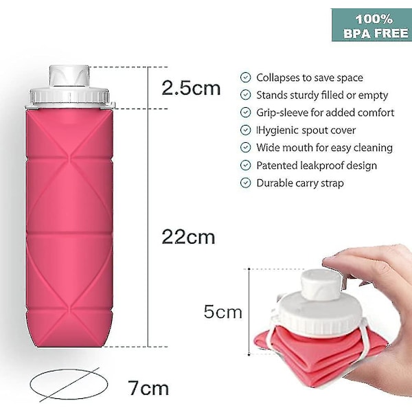 Sammenklappelig Vandflaske, Genanvendelig Til Rejser, Silikon, 20oz