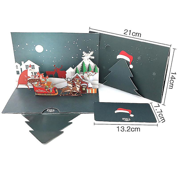 Julekort 3D Julekort Romantisk Og Optimistisk Gave Nyttårsgave (snølandskap 14*21cm)