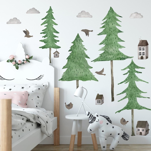 A Set of Tree Clouds Birds Wall Stickers Wall Decor for Living Room Bedroom