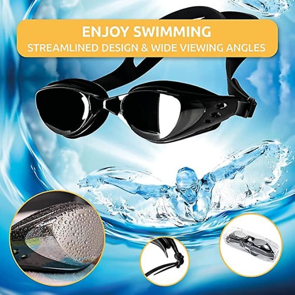 Svømmebriller Anti-dug, Vandtæt, Lækagefri, UV-beskyttelse, Spejlspejl, Blød silikoneforsegling, Professionelle svømmebriller til voksne, mænd, kvinder