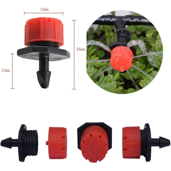 100 st 1/4 tum bevattningsdroppar sprinklers, justerbara emitter droppar mikro dropp bevattningssystem bevattningssprinklers anti-igensättning emitter