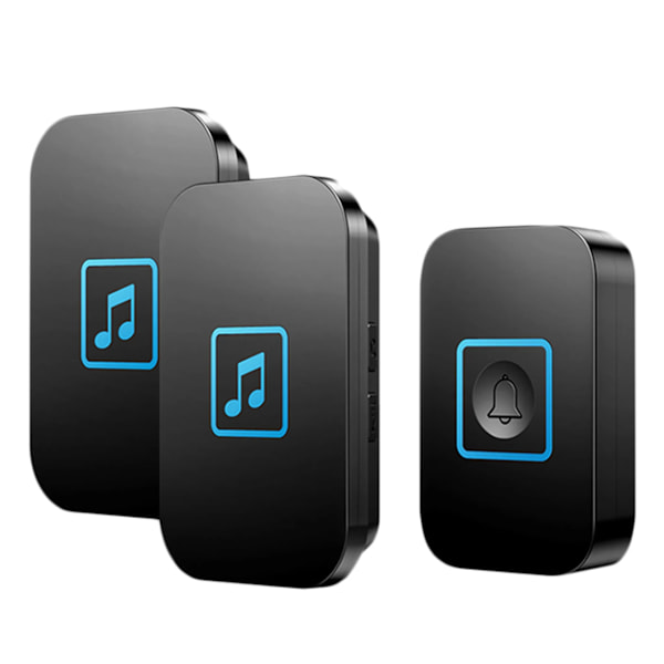 Doorbells Waterproof Outdoor Wireless Doorbell Black Wireless Ring 2 Receiver Set, 300m Range