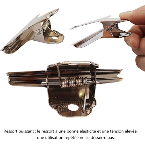 12 Bulldog Clips, 10 cm rostfritt stål bindemedel