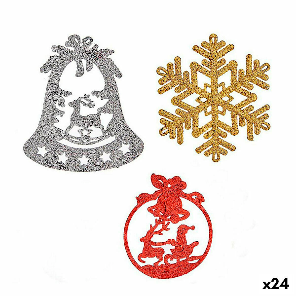 Julgranspynt Set Röd Guld Silver Plast (24 Stycken)