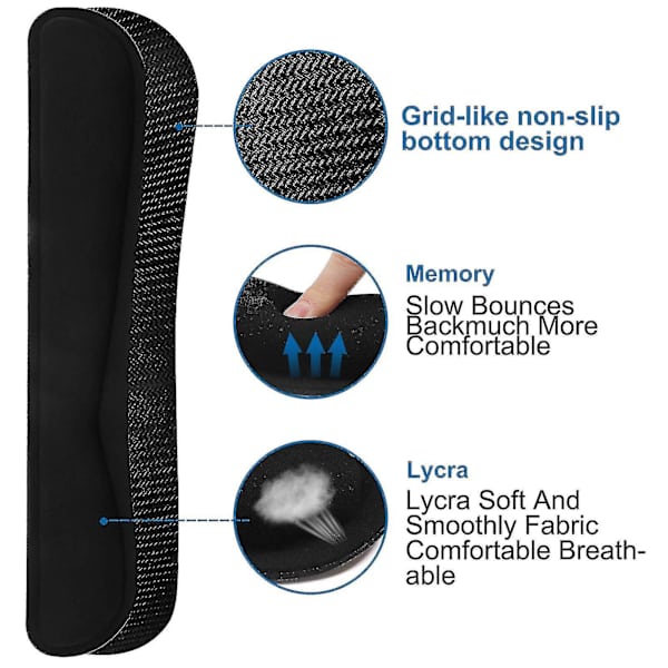 3 stk. Håndledsstøtte Sæt med Mussemåtte, Mus Håndledsstøtte, Ergonomisk Håndleds pude og Memory Foam Materiale