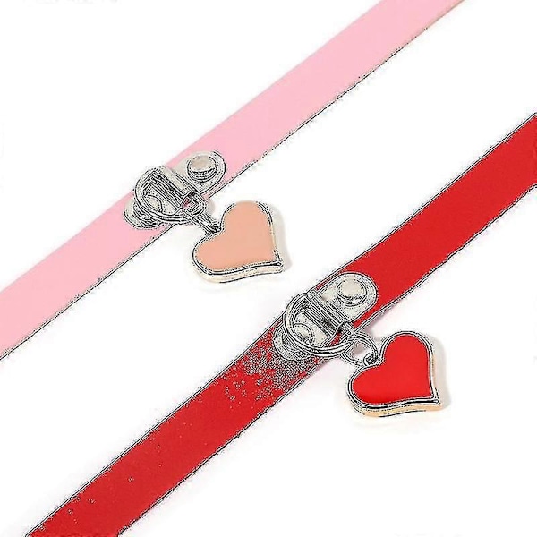 Halsband i läder med choker för dam, hjärtformad bygel, nyckelbenskedja, hjärta-XK11773