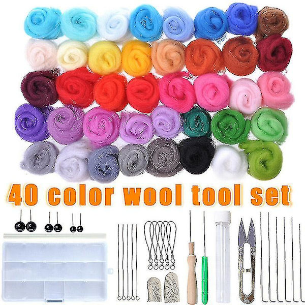 1 Sæt 40 Farver Uld Filtnåle Værktøjer Nålefiltning Måtte Starter DIY Kit Gave Niuniu