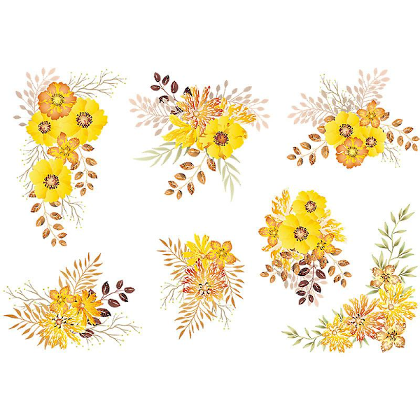 En uppsättning små gula blommor väggdekaler kreativa väggdekaler för vardagsrum barnrum kök kakel vuxen tonåring