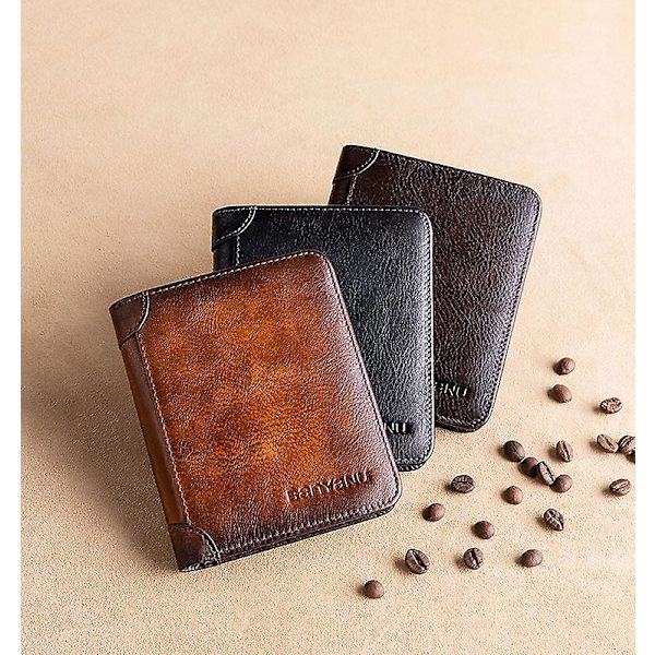 Retro kohud herr RFID plånbok kort plånbok multi Card Wallet herrmode högkvalitativ julklapp till män, brun