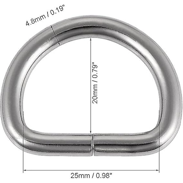 Metal D-ring, D-ringe spænde til hardware tasker bælter håndværk DIY tilbehør, 2 stk.