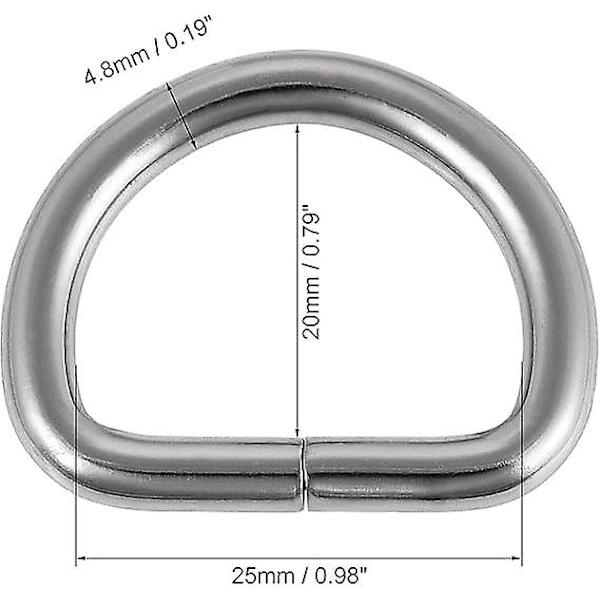 Metall D-ring, D-ringspenne for maskinvarevesker Belter Håndverk DIY-tilbehør, 2 stk