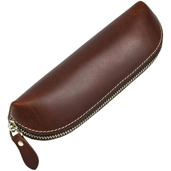 Leather Pencil Pen Case Genuine Leather Small Vintage Pouch Retro Stationery Bag Holder Organizer
