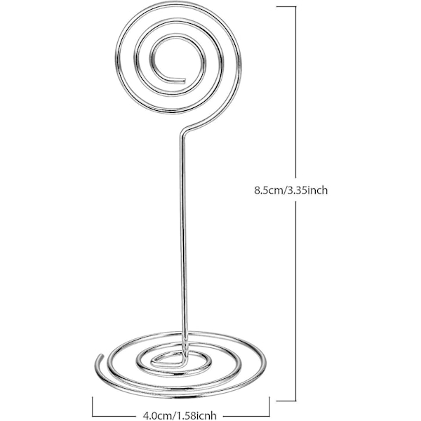 12-pack bordnummerkortshållare fotohållare stativ plats pappersmenyklämmor, cirkelform, silver