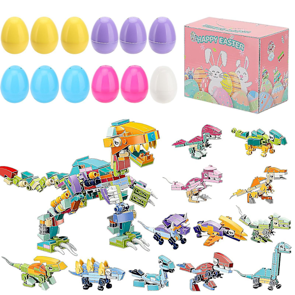 Dinosaurier Dino Ägg Påskleksak Plast Roligt Djurpaket Set Byggstenar Block (dinosaurie)