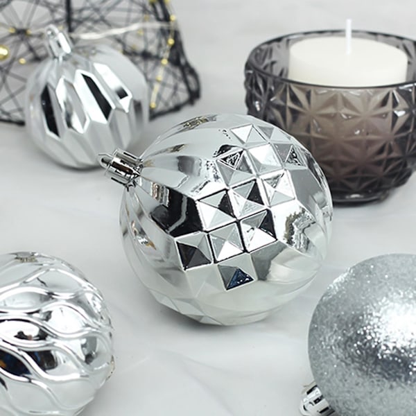 45-dels Set Julgranskulor Dekoration Utsökt Hantverk Osplitterlig Plast Julgran Färgfast Hängande Boll Ornament för Hemmet (Silver)