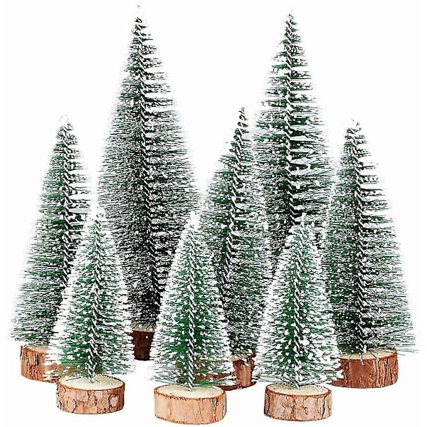 8 stk. 3 størrelser Mini Juletre Kunstig Mini Grantrær Grønt Mini Juletre Små Juledekorasjoner Figurer 10/15/20 Cm