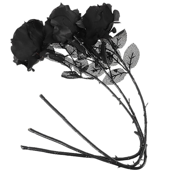 3 stk. Hjemmedekorasjoner Halloween Blomster Halloween Bryllupsblomster Silkeklut Roseblomster Kunstige Blomster Stilk