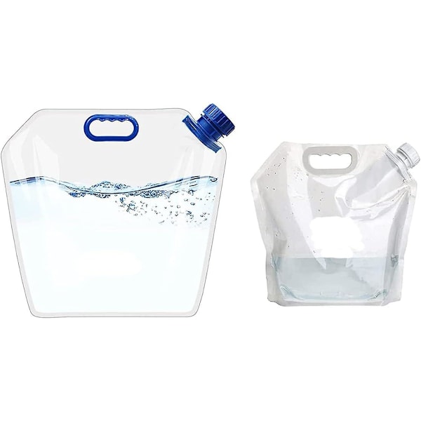 Vattenbehållare hopfällbar vattenbehållare vattenbehållare bärbar hopfällbar vattenflaskor för utomhuscamping vandring picknick BBQ (5L + 10L)