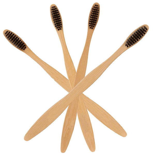 Set med 10 st bambu-tandborstar (5 st i svart, 5 st i vitt)