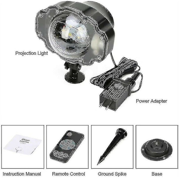 Snö LED Projektorlampa, Lampor med Roterande Fjärrkontroll Vattentät Landskap Snöflinga Dekorativ Belysning för Fest Wuqx