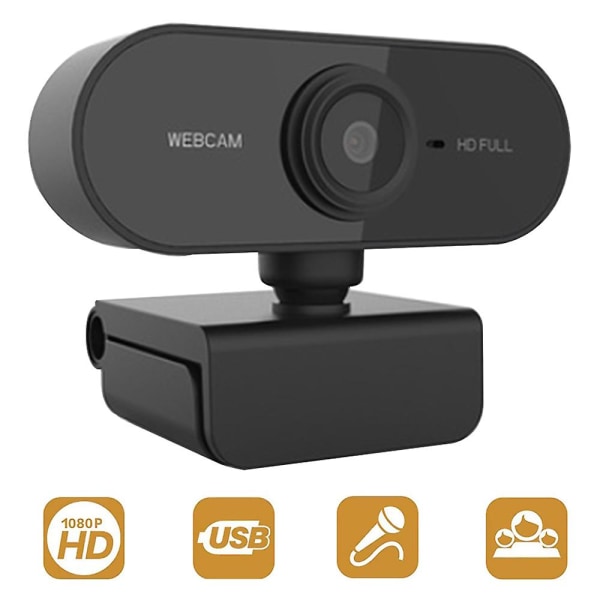 Webcam 1080p Hd Stream Video Streaming, Aufnahme, Conferencing Digitalt Webkamera Hdr Video Mit Mic Fr Pc, Laptops og Desktop