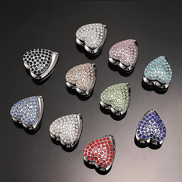 3 stk. Bling Bling Hjerteformet Bilkrog, Multifunktionel Bil Dashboard Krog Mini Rustfrit Stål Væg Krog Skinnende Rhinestone Hængende Krog Organizer Glit