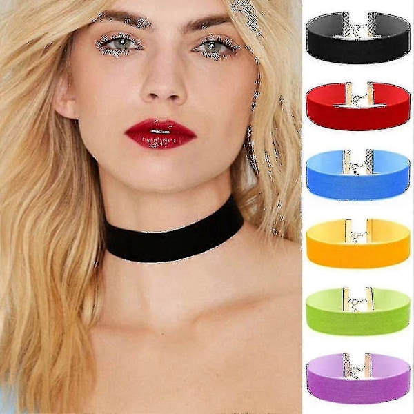 Farfi Mode Bred Mjuk Sammet Choker Dam Party Nattklubb Halsband Gotiska Smycken