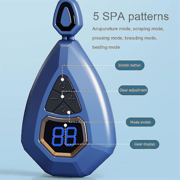 Mini Massager Cervikal Ryggrad Elektromagnetisk Puls Massager Lymfatisk Smärtlindring Nackmassage Flerfärgsval (Blå)