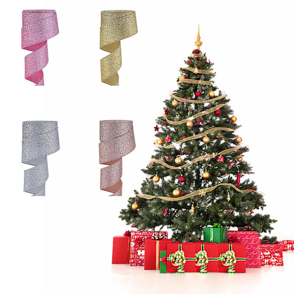 4cm/6cm Julband Glitter Hög Glans Flerfärgad Presentförpackning Scenlayout Stor Rosett Tillverkning Julgran Band (6 cm, Röd)