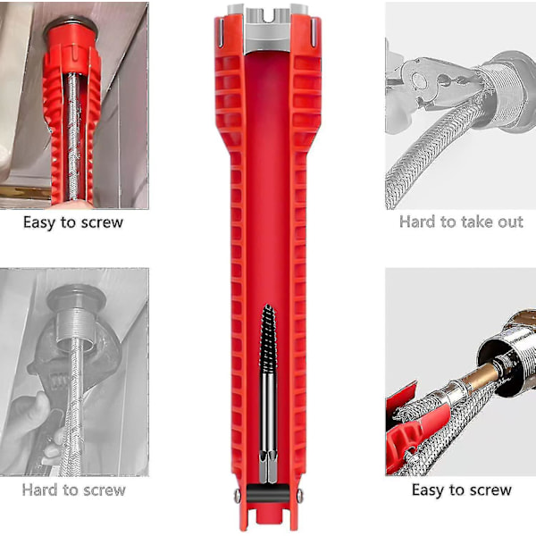 8-i-1 Vannkran- og Vaskeservantinstallasjonsnøkkel for Kjøkken VVS-reparasjon Vannkrannøkkel Vaskeservantinstallasjonsverktøy