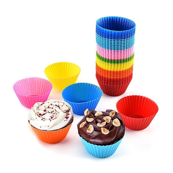 Sæt med 8 stk. silikone muffinforme (7*3,5*4,4 cm)