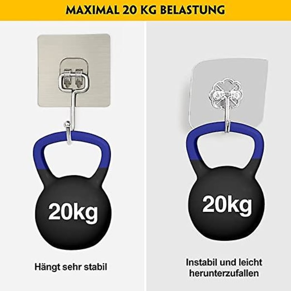 8 st transparenta självhäftande krokar 44lb/20kg(max) vägg självhäftande krok självhäftande transparenta självhäftande krokar för vägg hängande badrum kök tak dörr vägg