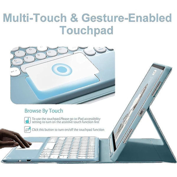 iPad Air 5/Air 4 tangentbordfodral med styrplatta, smart, tunt, färgat tangentbord