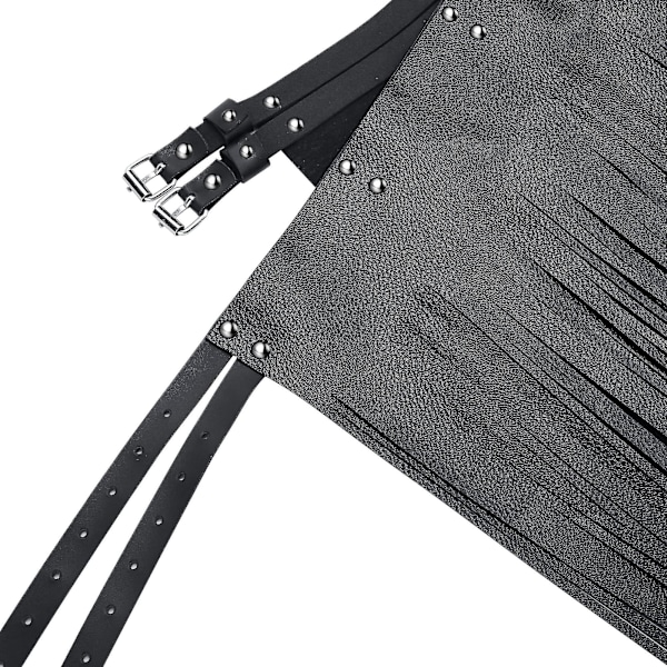 Modebredt Bælte til Kvinder PU Læder Spænde Bælte med Tassel Frynser Bælte til Punk Jeans Skørt Bukser Kostume (SORT)