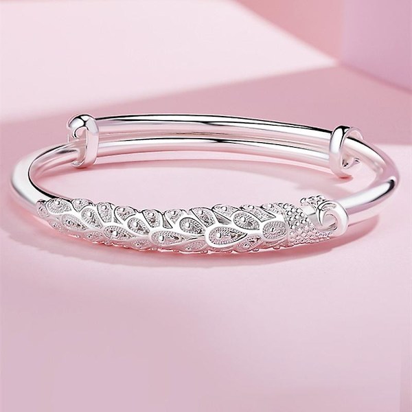 Dam Silver Plated Elegant Armband Charm Bröllop Smycken Present Justerbar, 1 st