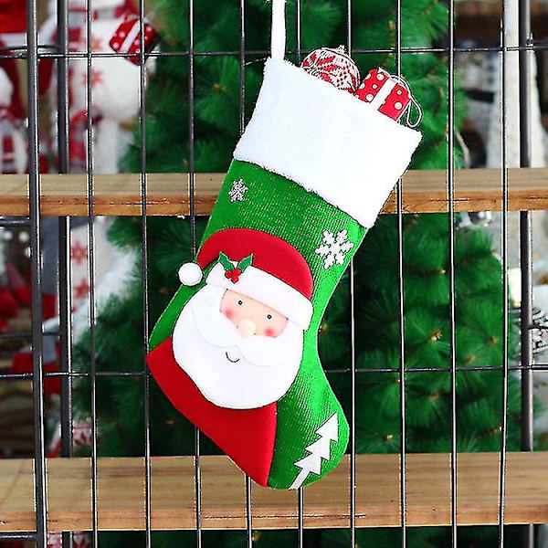 Julstrumpor, 3D Tomte Julstrumpor Present Till Juldekorationer Familj Semester Grön Banban