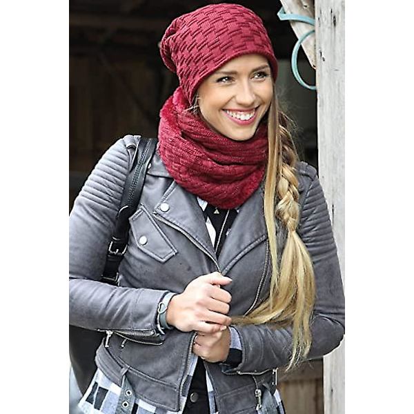 Fint strikket varm lue med flettemønster og supermyk fleecefôr, unisex, svart